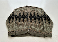 60s CAMPUS Diamond Mohair Cardigan XL Khaki