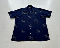 90s Polo Ralph Lauren Zebra BROMLEY Silk Loop Shirt L
