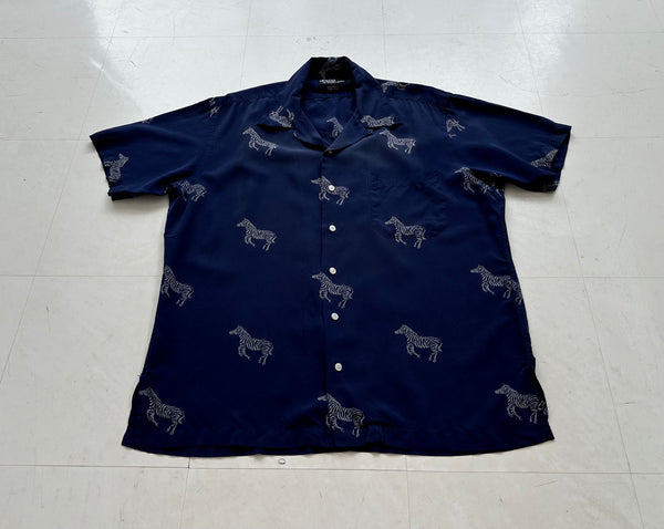 90s Polo Ralph Lauren Zebra BROMLEY Silk Loop Shirt L