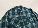 60s Pendleton Shadow Plaid Board Shirt XL Emerald