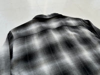 60s TOWNCRAFT Shadow Plaid Rayon Loop Shirt M Black&White
