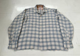 60s Lanerossi Shadow Plaid Loop Wool Shirt L Turquoise&Ivory
