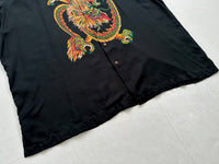 90s Polo Ralph Lauren CLAYTON Dragon Rayon Loop Shirt XL Black