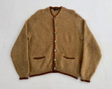 60s PURITAN Mohair Cardigan XL Camel&DarkBrown
