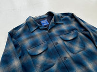 90s Pendleton Shadow Plaid Board Shirt M Blue&Turquoise