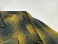 60s Woolshire Shadow Plaid Loop Wool shirt XL Mustard&Black