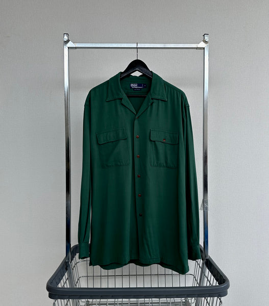 90s Polo RalphLauren Rayon Loop Shirt M ForestGreen