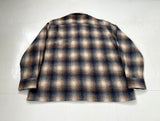 60s Cascade Shadow Plaid Loop Wool Shirt XL Navy&Brown