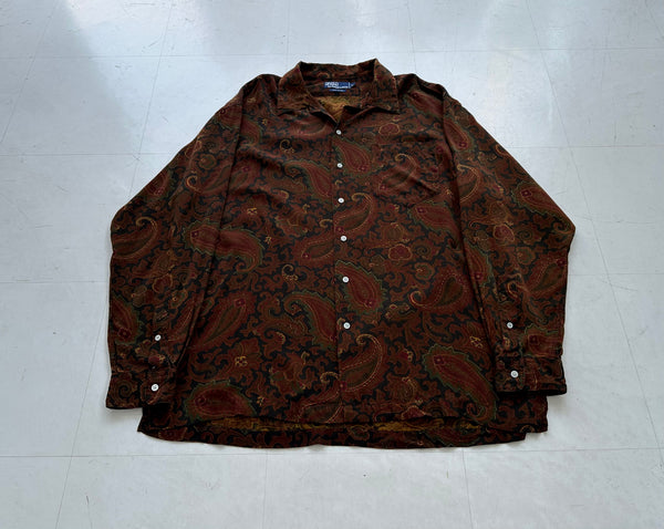 90s Polo Ralph Lauren Rayon Paisley L/S Loop Shirt L