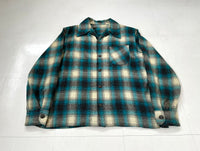 60s Shadow Plaid Loop Wool Shirt Emerald