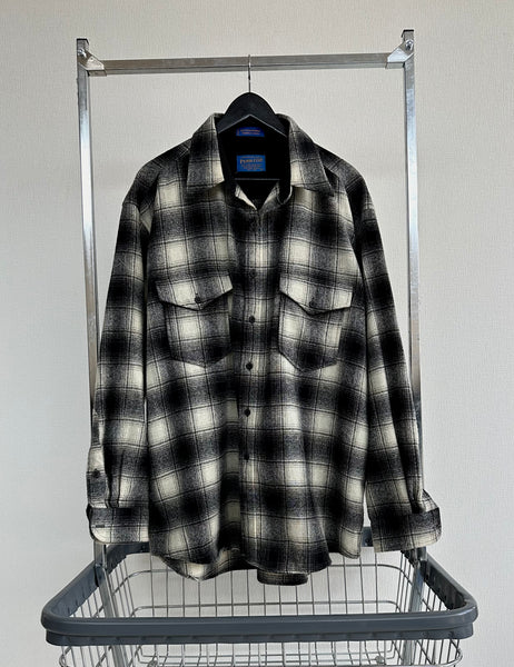 90s Pendleton Shadow Plaid Wool Shirt XL Black&White