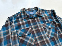 60s Pendleton ShadowPlaid Board Shirt XL Blue