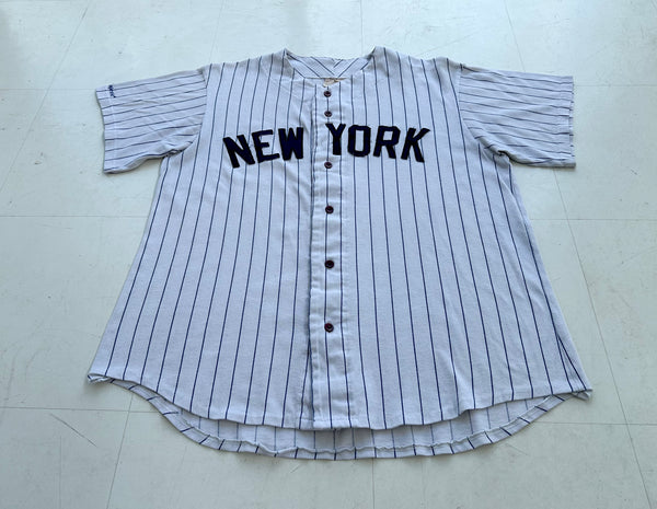 90s NY Yankees Majestic Striped Baseball Shirt XL