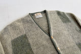 60s FORUM Mohair Panel Cardigan M LightGray&Olive