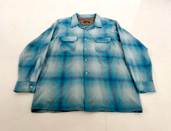90s Pendleton Shadow Plaid Board Shirt L Turquoise