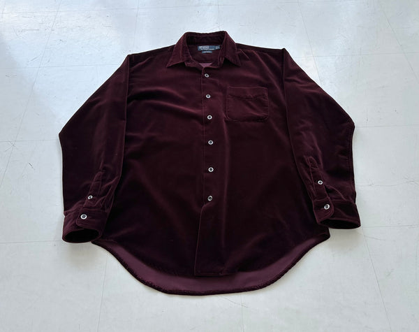 90s Polo RalphLauren ARMOND Velour L/S Shirt XL