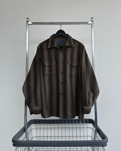 60s Pendleton Shadow Plaid Striped Loop Shirt XL