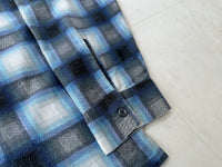 80s Career Club Shadow Plaid Flannel Shirt XL Blue&Black