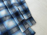 80s Career Club Shadow Plaid Flannel Shirt XL Blue&Black