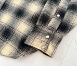 70s PENDLETON Shadow Plaid Western Shirt L Black&White