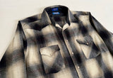 90s PENDLETON Shadow Plaid Western Shirt XL Black&White