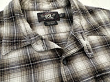 90s RRL Shadow Plaid Work Shirt L Mocha