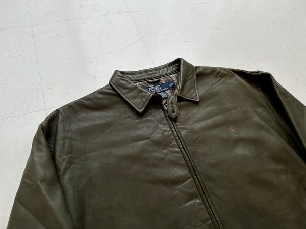 ジャケット・アウター 90s~ Ralph Lauren swing-top jacket 90s Polo Ralph Lauren Leather SwingTop Jacket XL MossGreen