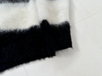 60s PURITAN Border Mohait Cadigan L Black White&Gray