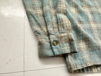 60s WOOL O THE WEST Shadow Plaid Loop Wool Shirt XL Turquoise