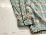 60s WOOL O THE WEST Shadow Plaid Loop Wool Shirt XL Turquoise