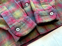 60s Pendleton ShadowPlaid Board Shirt L Burgundy&Green