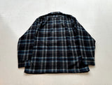 60s PENDLETON Shadow Plaid Wool Board Shirt L DeepNavy&Blue