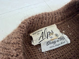 60s Alps Mohair Crewneck Sweater M DeepBrown