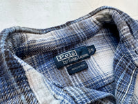 90s Polo Ralph Lauren Shadow Plaid Flannel L/S Shirt S Blue&White