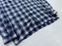 90s Polo Ralph Lauren CALDWELL Rayon Shadow Plaid L/S Shirt M Blue&White
