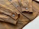 60s Vintage ShadowPlaid Rayon Loop Shirt M Brown&Mustard