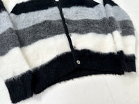 60s PURITAN Border Mohait Cadigan L Black White&Gray