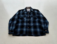 60s Cascade Shadow Plaid Wool Board Shirt M Black&Blue