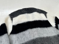 60s PURITAN Border Mohait Cadigan L Black White&Gray