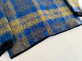 60s Mohair Plaid Cardigan Blue&Mustard
