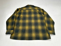 60s Woolshire Shadow Plaid Loop Wool shirt XL Mustard&Black