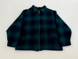 80s Eddie Bauer Shadow Plaid Wool Zip Jacket XL Green