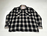 60s Woodchopper Shadow Plaid Loop Wool Shirt M Black&White