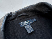 90s Polo Ralph Lauren Leather CarCoat XL Black
