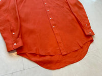 90s Polo Ralph Lauren LOWELL SPORT Linen L/S Shirt M HermesOrange