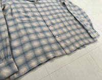 60s Lanerossi Shadow Plaid Loop Wool Shirt L Turquoise&Ivory