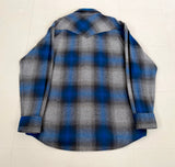 90s PENDLETON Shadow Plaid Western Shirt XL Blue&Gray