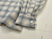 60s Lanerossi Shadow Plaid Loop Wool Shirt L Turquoise&Ivory