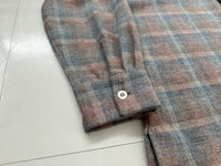 60s Shadow Plaid Loop Wool Shirt SalmonPink&Gray