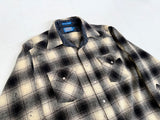70s PENDLETON Shadow Plaid Western Shirt L Black&White